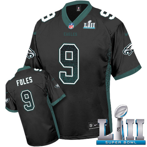 Nike Eagles #9 Nick Foles Black Alternate Super Bowl LII Men's Stitched NFL Elite Drift Fashion Jersey